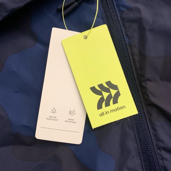 ❌ SOLD ❌ NEW Mens Navy Camouflage Windbreaker Hood Zip Jacket All in Motion L - Picture 9 of 9